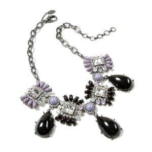 Estate Black & Gray Crystal Bib Necklace